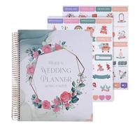 JasCherry Wedding Planner Book and Organizer Set with Colorful Stickers, 12-Month Checklist Notebook Organizer, Hardcover Bridal Planner Gift for Bride to Be