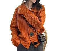 JASCLS Winter Long Sleeve Cable Knit Colour Block Boho Striped Pullover Cardigans Chunky Pullover Cardigans for Women