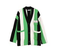 JASCLS Winter Long Sleeve Cable Knitted Color Block Boho Striped Sweater Cardigans Chunky Sweater Cardigans for Women, Black Green, XL