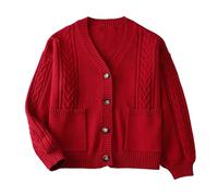JASCLS Winter Long Sleeve Cable Pattern Color Block Boho Striped Sweater Cardigans Chunky Sweater Cardigans for Women, Getaway Solids, M