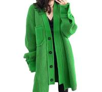 JASCLS Women's Cable Knit Long Sleeve Open Front Cardigan V-Neck Button Down Embroidery Chunky Oversized Sweater Coat Outwear, Pink Pearl, One size