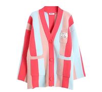 JASCLS Women's Long Sleeves Leopard Print Knitting Cardigan Open Front Thick Sweater Outwear Coats with Pocket, Rose Pink, One Size