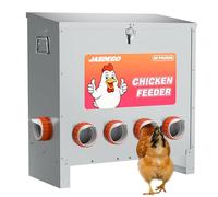JASDEGO 6 Ports Automatic Chicken Feeder 85 Pounds Large Gravity Fed Chicken Feeder with Latch & Handle for Chickens Bantams Pheasants Poultry Coop Weatherproof
