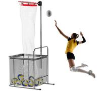Jasdego Pro Volleyball Setter Training Equipment Volleyball Setting Trainer Practice Net with 2 Target Hoop Size & 6 Angles & 13 Height Adjustment Ball Collection Bag Indoor Outdoor Practice