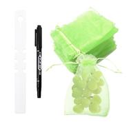 JASFLY Pack of 100 Grape Protection Bags 15 x 20 cm, Grape Protective Bags with Drawstring with 100 White Labels for Time Marking for Grapes, Strawberries, Garden Vineyard
