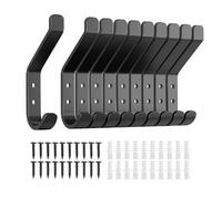 Jasfyee 10 Pack Wall Hooks for Hanging Coats, Screw in Wall Mounted Coat Hanger Heavy Duty Black Hat Hooks for Hanging Clothes, Towel, Bag, Robe, Key