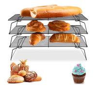 Jasfyee 3 Tier Baking Cooling Rack, Non Stick Wire Cake Racks, Collapsible Cake Cooling Rack For Baking - Iron Construction, Foldable Legs, Heat-Resistant & Dishwasher Safe-Baking Tools & Accessories