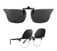 Jasfyee Clip On Sunglasses, Changes Color According To UV Intensity Clip On Sunglasses Over Prescription Glasses, Can Be Flipped Up 180° Mens UV Resistance Level UV400