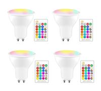 Jasfyee GU10 LED Bulbs, 8W LED RGBW Color Changing LED Light Bulbs with IR Remote Control, 16 Colors 4 Modes and Memory Function, Perfect for Kitchen, Living Room, Bedroom 4 Packs