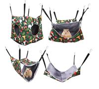 Jasfyee Hanging Pet Cage Hammock Four Piece Set, Washable Hammock House, Four Mushroom Themed Cat Hammock Bed, Suitable for Guinea Pigs, Sugar Gliders, Ferrets, Squirrels, and Chipmunks