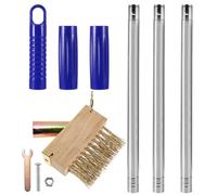 Jasfyee Weed Brush, Block Paving Weeding Tool with 59 Inch Retractable Handle, Patio Brush with Copper Wire Bristles and Metal Scraper, Patio Cleaner Brush (With 1 brush head)