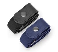JASGOOD 2 Pack No Buckle Elastic Belt for Women Men, Buckle Free No Bulge No Hassle Invisible Stretch Belt for Jeans Pants Trousers, Black/Blue,Fit Waist 22"-34"
