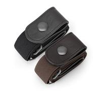 JASGOOD 2 Pack No Buckle Elastic Belt for Women Men, Buckle Free No Bulge No Hassle Invisible Stretch Belt for Jeans Pants Trousers, Black/Coffee,Fit Waist 22"-34"