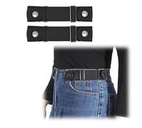 JASGOOD 2 Packs No Buckle Stretch Belt for Women Men Invisible Elastic Belt for Jeans Pants Black