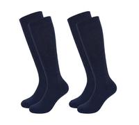JASGOOD 2 Pairs Compression Socks for Women & Men,15-20 mmHg Knee High Travel Flight Socks for Cycling,Pregnancy,Long Standing,Work,Varicose Veins, Navy blue, S/M