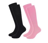JASGOOD 2 Pairs Compression Socks for Women & Men,15-20 mmHg Knee High Travel Flight Socks for Cycling,Pregnancy,Long Standing,Work,Varicose Veins, Black/Pink, S/M