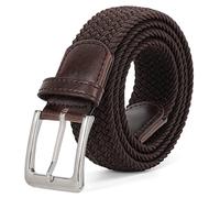 JASGOOD Braided Woven Elastic Stretch Belt for Men Women Web Casual Belt for Pants Jeans,Coffee/Silver Buckle
