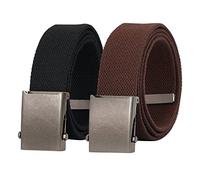 JASGOOD Canvas Web Belt for Men Adjustable Cloth Fabric Military Belt with Metal Buckle(Black+Coffee,Fits Pant Up to 45")