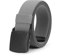 JASGOOD Elastic Stretch Belt for Men Outdoor Sports Work Nylon Canvas Web Mens Elastic Belt with Plastic Buckle, Width 3.8cm, Gray, Fit Pants Below 44"