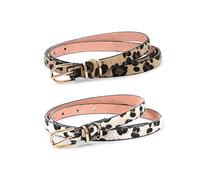 JASGOOD Leopard Print Skinny Leather Belt for Women Jeans Pants Waist Belt for Dresses(Suit for Waist Size 29-34 Inches,Grey Leopard+Yellow Leopard