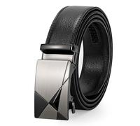 JASGOOD Men Ratchet Belt Leather Ratchet Adjustable Belt 3.5cm Wide with Automatic Buckle for Men Jeans Suits,Black