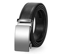 JASGOOD Men Ratchet Belt Leather Ratchet Adjustable Belt 3.5cm Wide with Automatic Buckle for Men Jeans Suits,Black