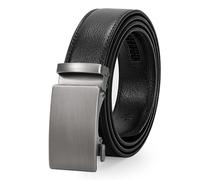 JASGOOD Men Ratchet Belt Leather Ratchet Adjustable Belt 3.5cm Wide with Automatic Buckle for Men Jeans Suits,Black