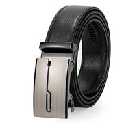JASGOOD Men Ratchet Belt Leather Ratchet Adjustable Belt 3.5cm Wide with Automatic Buckle for Men Jeans Suits,Black