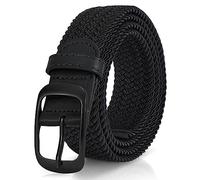 JASGOOD Mens Belt-Elastic Braided Stretch Belt with Covered Leather Buckle for Jeans Woven Trouser Belts for Men and Women,Black,Fit Waist Size 37"-41"