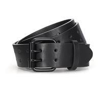 JASGOOD Men's Double Prong Leather Belt - Casual & Work - Black, Fit Below 50 Inch