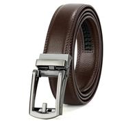 JASGOOD Men's Genuine Leather Ratchet Belt Cowhide Belt with Open Buckle, 33/35mm Wide, Coffee M