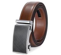 JASGOOD Men's Genuine Leather Ratchet Belt Cowhide Belt with Open Buckle, 33/35mm Wide，M, Brown