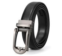 JASGOOD Mens Ratchet Leather Belt Men Casual Dress Belt Automatic Adjustable Click Belts with Slide Buckle，Black