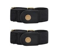JASGOOD No Buckle Elastic Belt for Women Men 2 Loop Buckle Free Stretch Invisible Belt for Jeans Pants Set of 2,Black