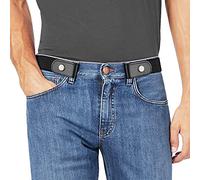 JASGOOD No Buckle Stretch No Show Belt for Men 1.38 inches Wide, Buckless Invisible Elastic Belt for Jeans/Trousers (Black,L)