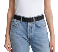 JASGOOD No Show Invisible Stretch Belts for Women Men Adjustable Web Elastic Belt with Flat Buckle for Jeans Pants Dresses, Black, Fit waist size under 55"