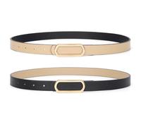 JASGOOD Skinny Reversible Belts for Women Thin Leather Belt for Dresses Jeans Pants with Gold Silver Buckle,1Pack