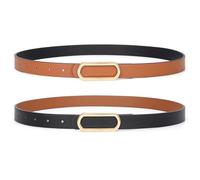 JASGOOD Skinny Reversible Belts for Women Thin Leather Belt for Dresses Jeans Pants with Gold Silver Buckle,1Pack