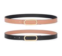 JASGOOD Skinny Reversible Belts for Women Thin Leather Belt for Dresses Jeans Pants with Gold Silver Buckle,1Pack