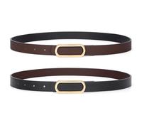 JASGOOD Skinny Reversible Belts for Women Thin Leather Belt for Dresses Jeans Pants with Gold Silver Buckle,1Pack