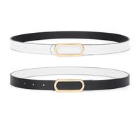 JASGOOD Skinny Reversible Belts for Women Thin Leather Belt for Dresses Jeans Pants with Gold Silver Buckle,1Pack