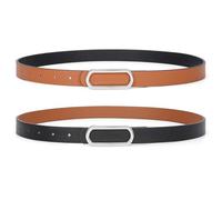 JASGOOD Skinny Reversible Belts for Women Thin Leather Belt for Dresses Jeans Pants with Gold Silver Buckle,1Pack