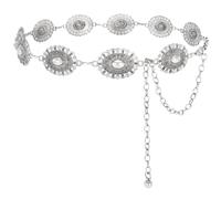 JASGOOD Women Boho Chain Belts for Jeans Dresses Western Silver Concho Waist Chain Belt for Women Adjustable Metal Cowgirl Belt,Silver,Fit Waist up to 37 inches