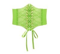 JASGOOD Women Elastic Lace-up Corset Belt Lace Studded Clear Plastic Tied Costume Waist Belts Halloween Accessory,Green,Fit Waist Size 43"-46"