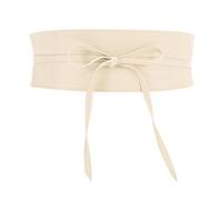 JASGOOD Women Obi Belt Wide Waist Belt Soft Faux Leather Wide Wrap Around Bowknot Ladies Waistband Belts, Beige, Fit Waist Size 31"-36"