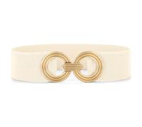 JASGOOD Women Wide Elastic Belt for Dresses Fashion Stretchy Belt Waistband for Ladies with Gold Buckle,Beige,M