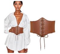 JASGOOD Women's Lace-up Corset Elastic Waist Belt Tied Waspie Wide Belt Black Halloween Costume