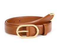JASGOOD Women's Leather Belt for Jeans Pants Fashion Ladies Leather Belts Gold Buckle Belts for Women, Brown, XL