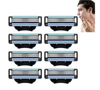 JASGRL Razor Blade Refills Compatible with Gillette Mach 3 Men's Shaver, Manual Shaver Replacement Blades with Double Lubrication Strip Strip 8PCS