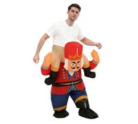 JASHKE Inflatable Nutcracker Soldier Costume Adult Inflatable Ride on Halloween Costumes Blow up Christmas Costumes for Adult
